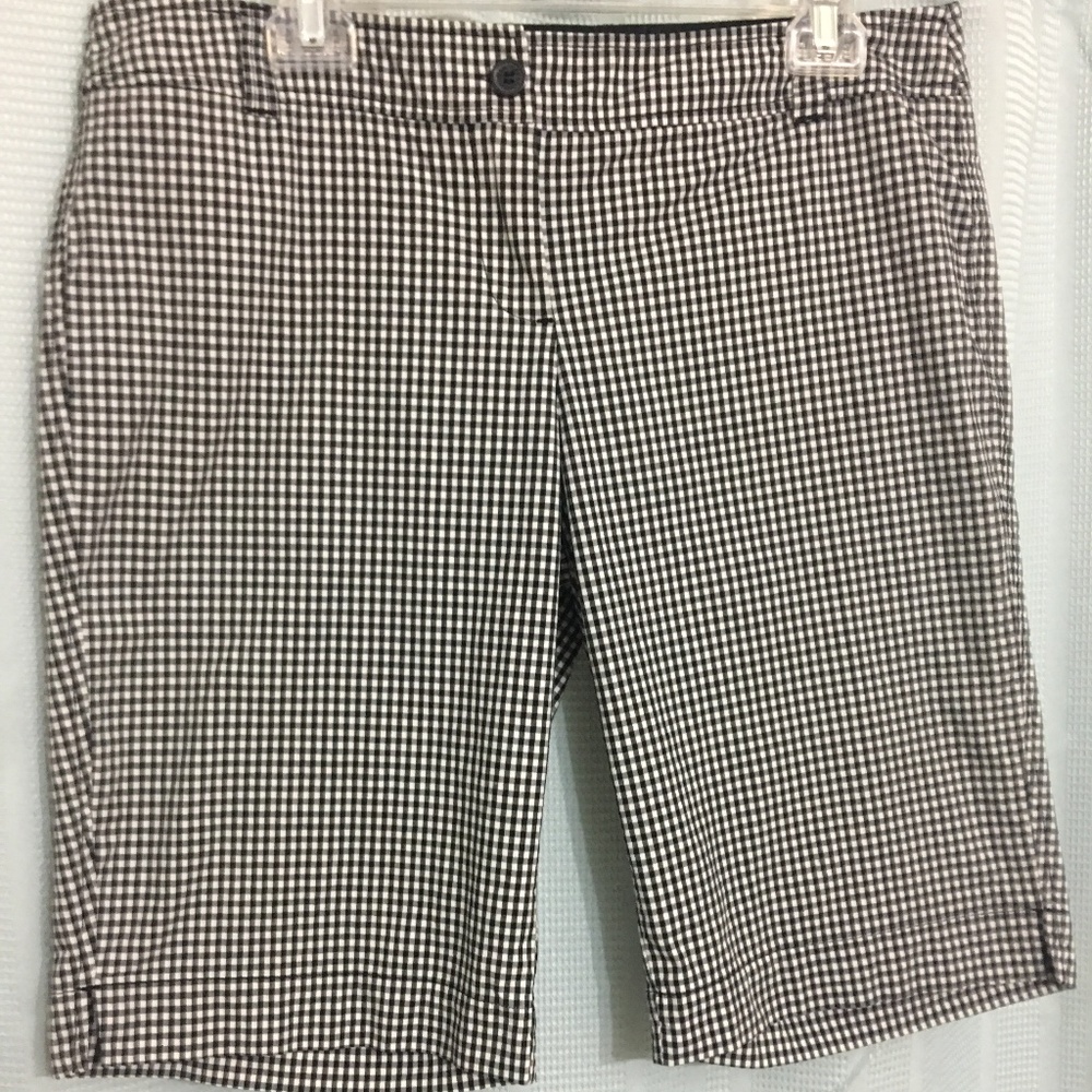NY&CO Manhattan Chino Black Checked Bermuda Shorts